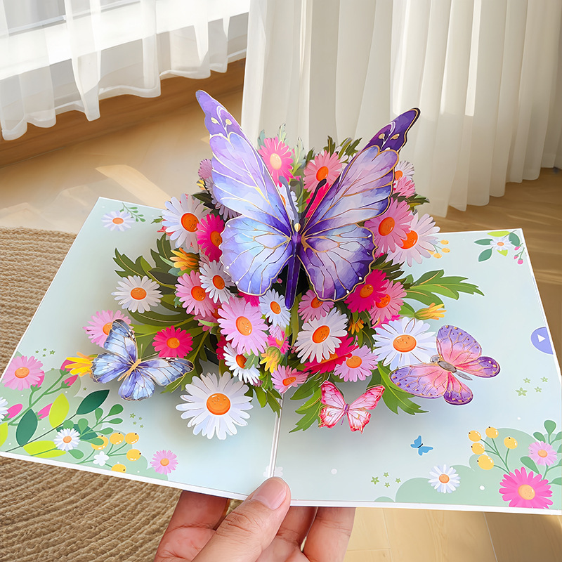 新しい教師の日立体グリーティングカード 3D 花束誕生日カード感謝祭ギフト教師のためのクロスボーダー工場卸売|undefined