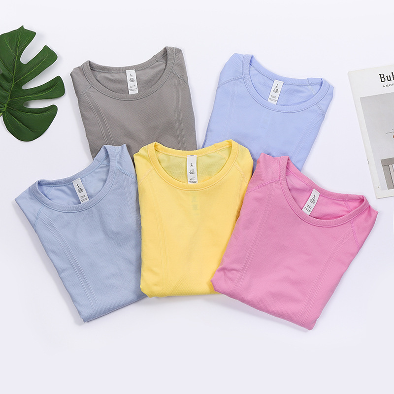 New Women's Quick-drying Long-sleeved T-shirt Tight-fitting Comfortable Base Solid Color Shirt Simple Breathable Sports Yoga Suit