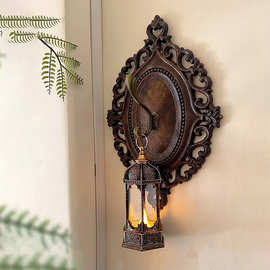 复古感欧式墙饰工艺品装饰墙面木饰挂画圆形法式花木雕墙挂G^