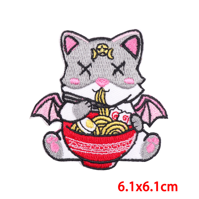 7g Weight Clothing Sticker Patches Classification 1 Piece Quantity Embroidery thread Material Dinosaur, Cat Pattern Cute, Punk Style 1 Piece Cute Punk Dinosaur Cat Embroidery Thread Clothing Sticker Patches 6