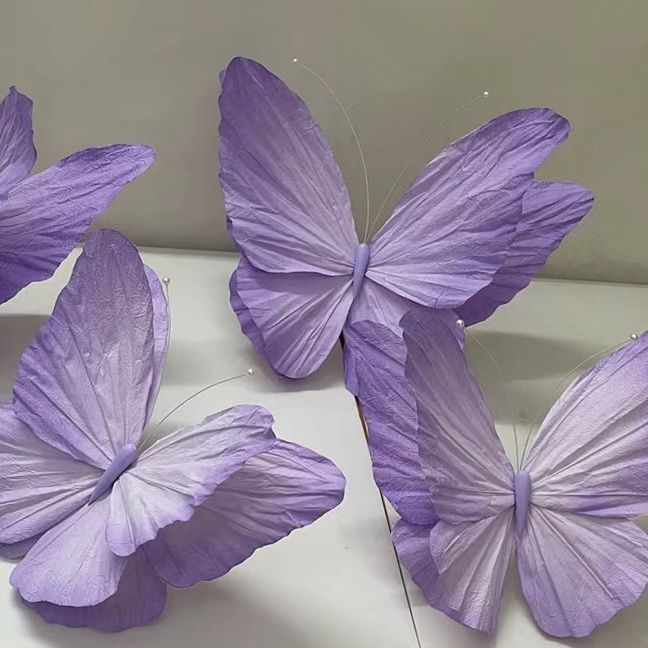大型蝴蝶仿真纸艺花室内活动布置皱纹纸婚庆摄影装饰|undefined