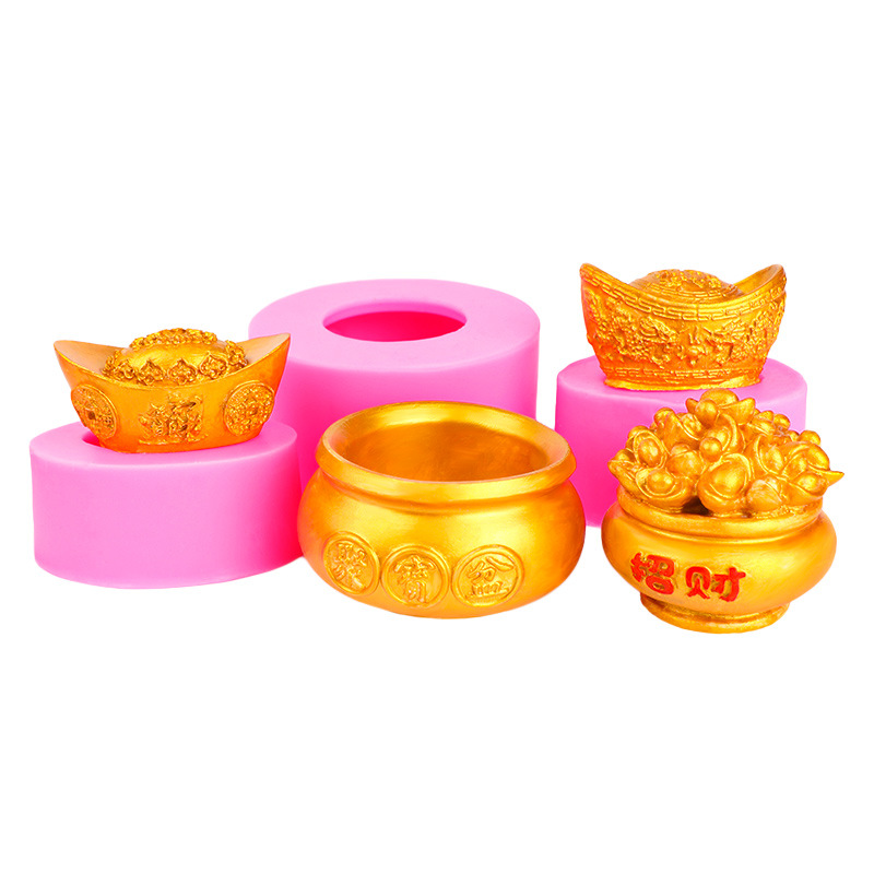 Jubao cuenca suerte bolsa de dinero lingote molde de silicona DIY personalizado hogar sala de estar Oficina recepción escritorio decoración molde