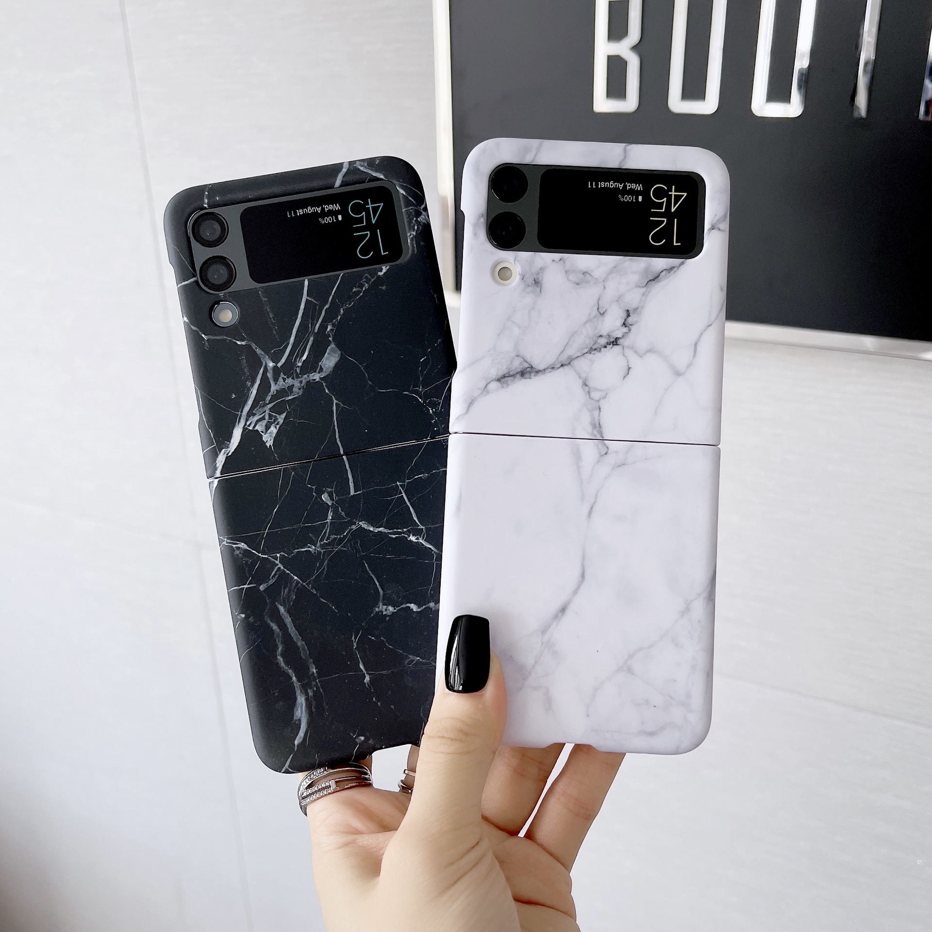 Suitable For Samsung Galaxy Z Flip 4 Mobile Phone Case Folding Screen Z Flip3 Hard Shell Marble Pattern Protective Cover