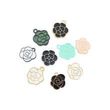 diy滴油小清新山茶花牡丹饰品配件金粉喷漆花瓣手饰手链挂件批发