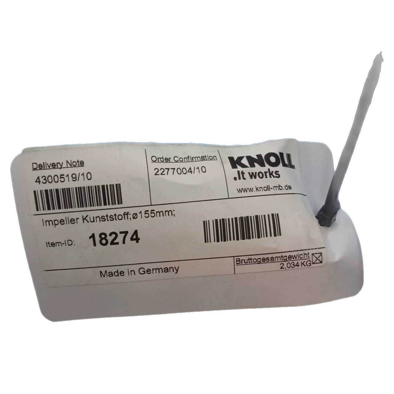 Немецкий KNOLL impeller 4319/ impeller 18274 винтовой насос одиночный насос оригинал