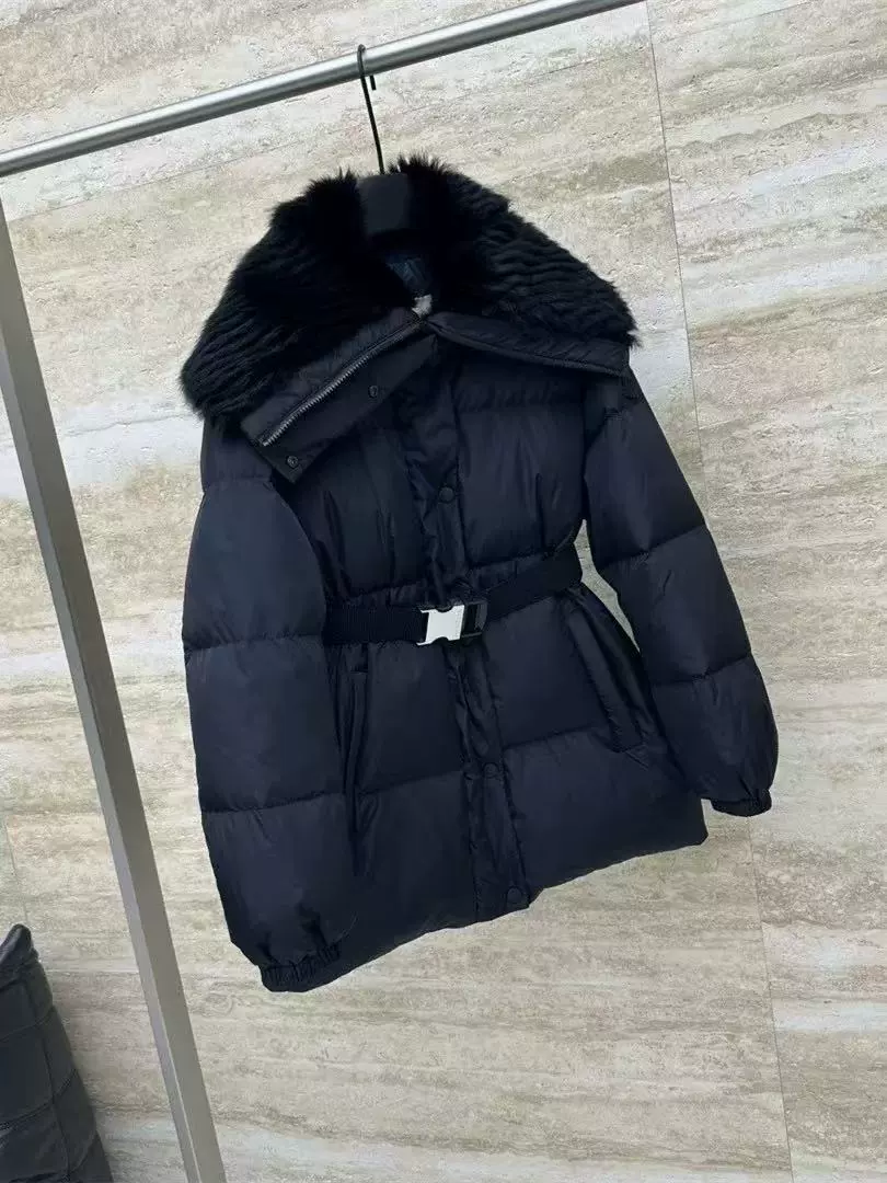 "2024 New Meng Mouth Angora Rabbit Fur Large Lapel Ant Waist Women’s Thickened Down Jacket Jacket Versatile"