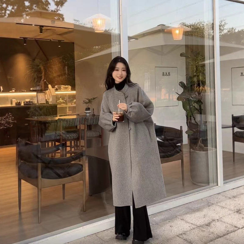 2025 New Autumn and Winter Ins French Elegant Retro Long Loose Large Size Double-Sided Wool Outwear Women's Outwear