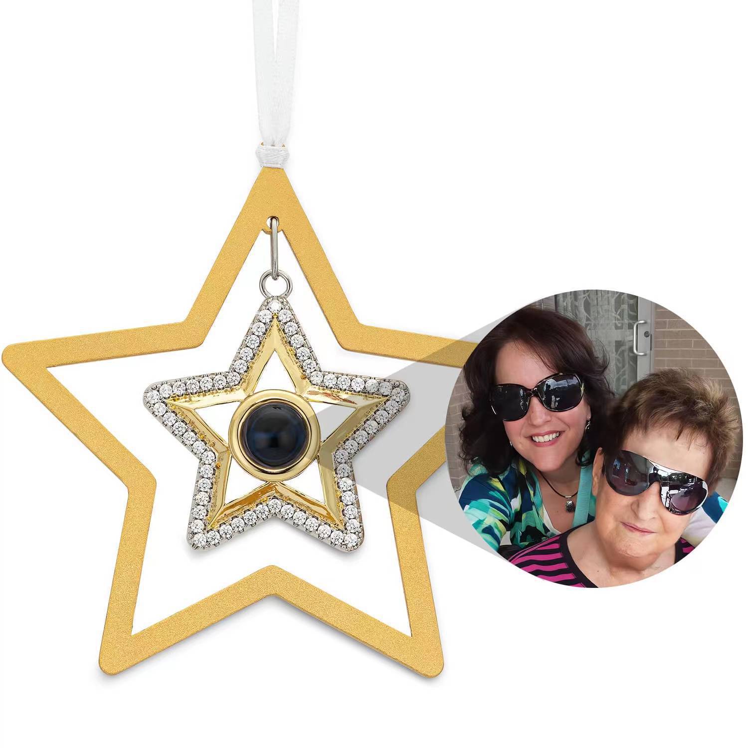 Estrellas dobles de acero inoxidable - oro