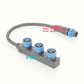 户外Led模组照明灯的M15 Ip68 2pin 2 3 4 5接点F型防水连接线