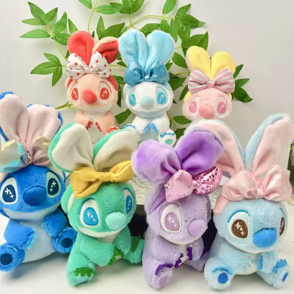 New Lilo and Stitch with Bow Colorful Big Ears Stitch Cute Plush Keychain School Bag Pendant Wholesale