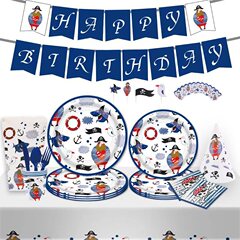 海賊船長パーティー使い捨て食器紙皿子供誕生日セットパーティー用品テーブルクロス装飾卸売