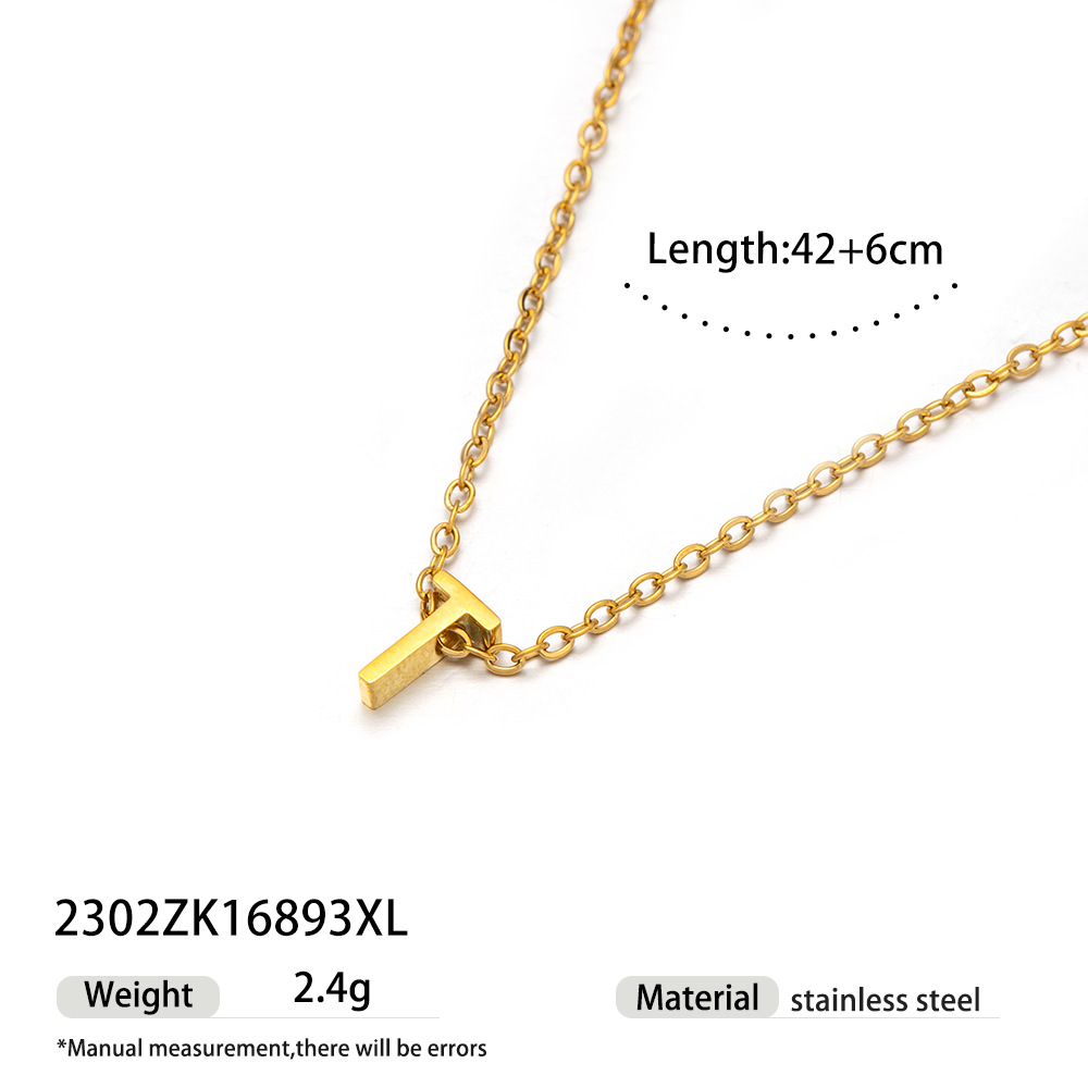 Taina collar de acero inoxidable europeo y americano simple y avanzado marca cuadrada estilo de vacaciones cadena de clavícula de acero de titanio joyería explosiva transfronteriza image 24