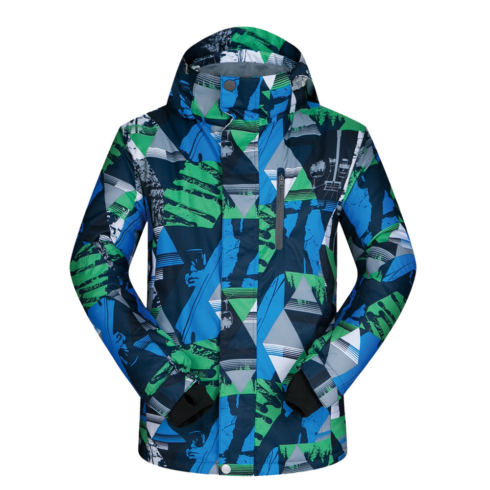 @厂家货源  滑雪服男冬季户外防风防水保暖滑雪衣蓝三角 跨境货源