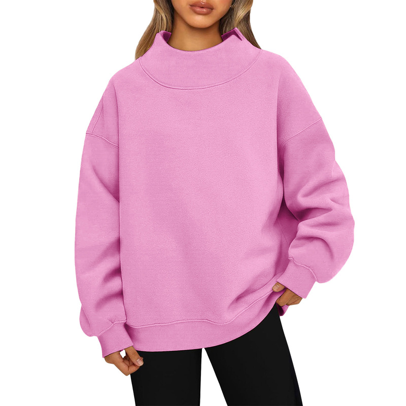 2026 Casual Commuting Comfortable Loose Fit Blank Version Regular Style Casual Style Cross-Border E-Commerce High Collar Round Neck Sweatshirt
