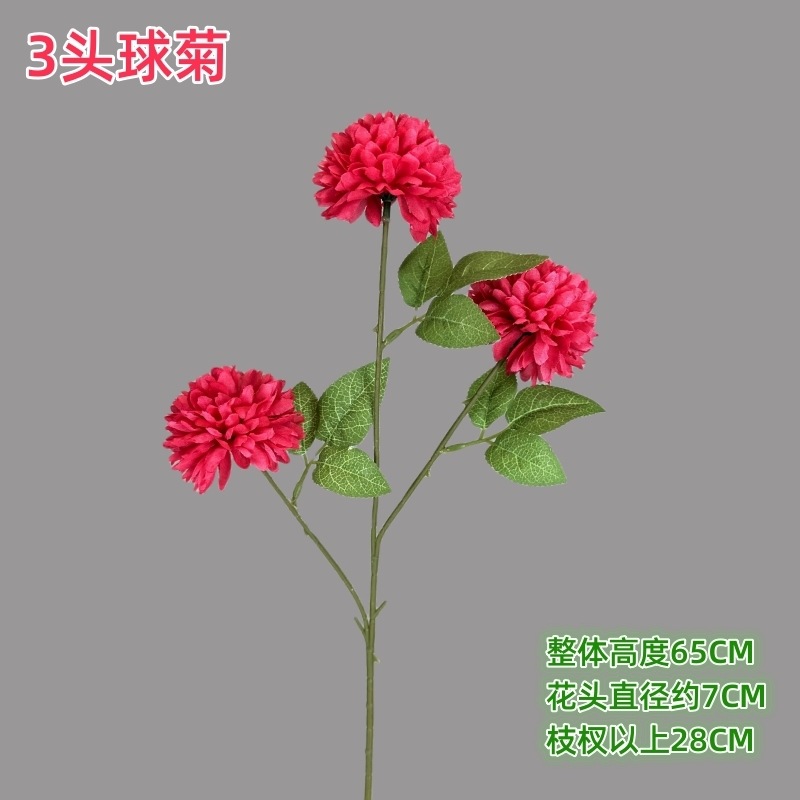 Crisantemo Artificial de 3 Cabezas, Crisantemo Ping Pong, Arreglo de Decoración para Bodas y Hogar, Hortensia, Diente de León, Adornos de Flores Artificiales al por Mayor