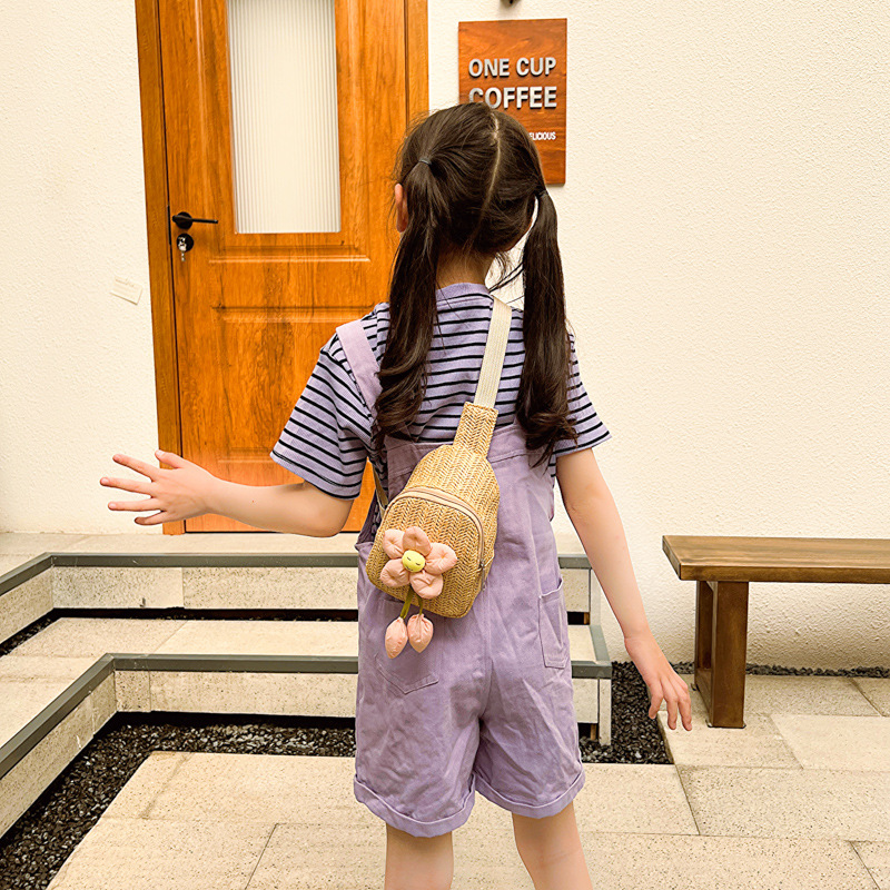 Bolso crossbody tejido a mano para niños pequeño bolso de pecho de dibujos animados lindo oso niña fuera mochila bebé mini monedero