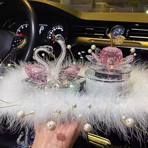 Car Ornaments Goddess Style Crystal Swan Car Perfume Holder High-End for Girls' Cars