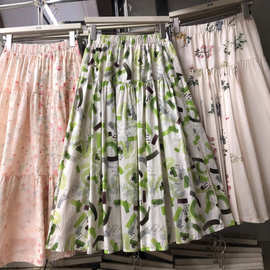 学生减龄碎花半身裙女春夏季2025新款休闲棉质遮跨显瘦A字伞裙子