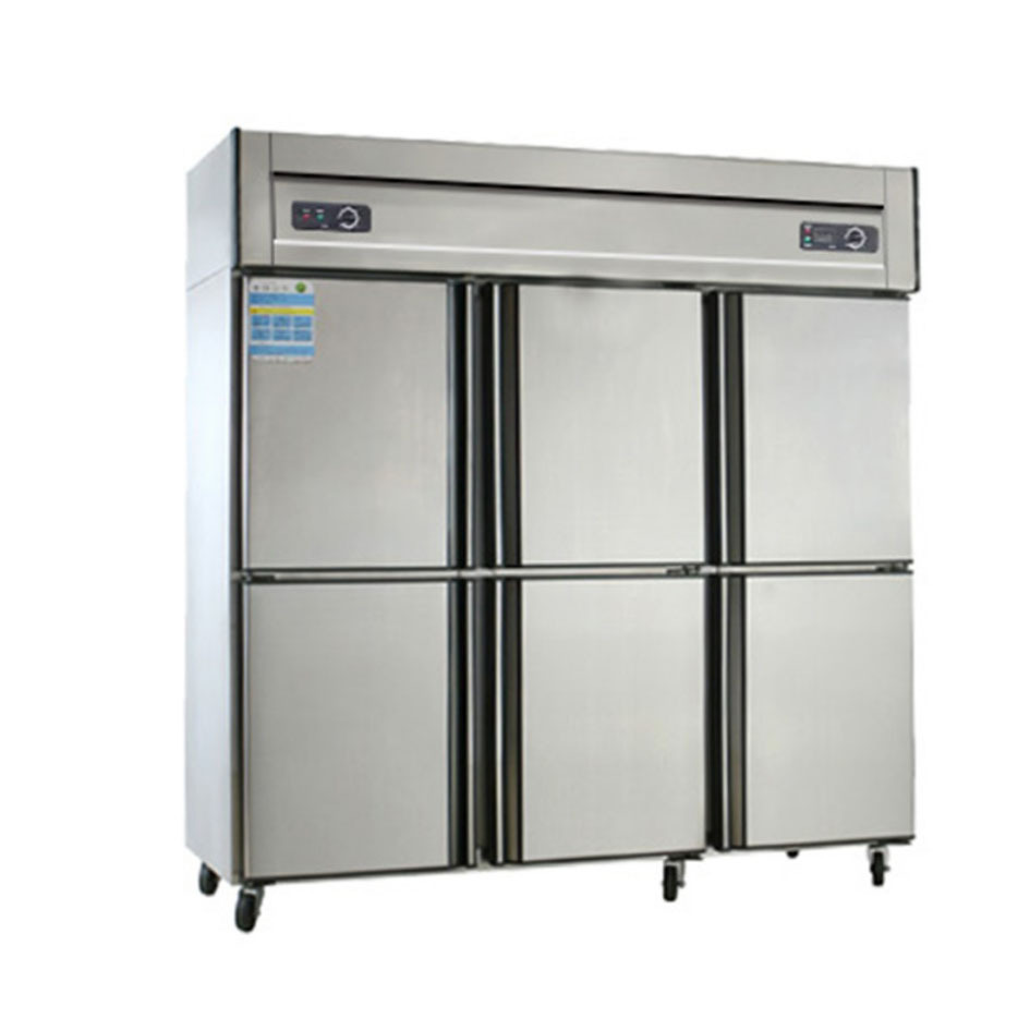 杭宝六门冰箱冷藏冷冻双温冰柜工程款食堂酒店厨房商用不锈钢冷柜