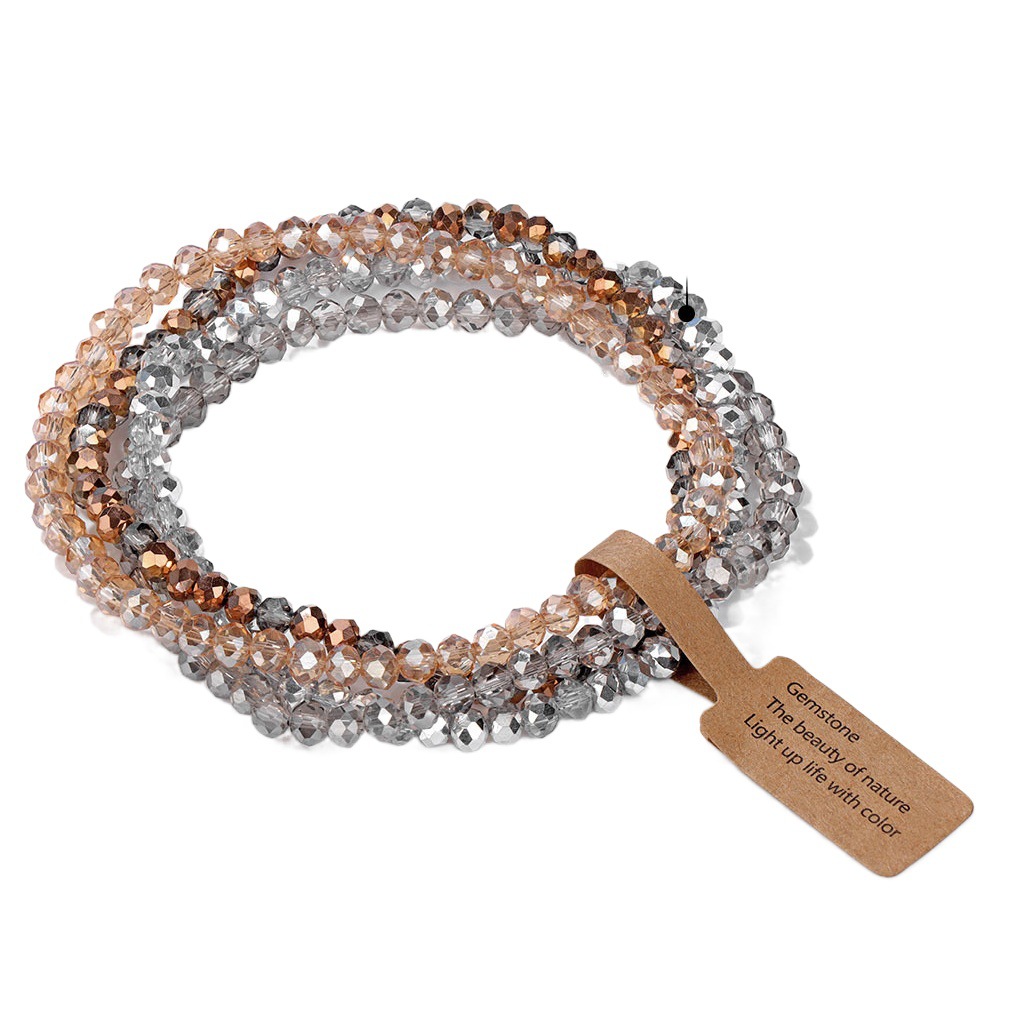 European and American cross-border hot sale colorful glass four-piece bracelet women's retro fashion girlfriends gift label suit bracelet
