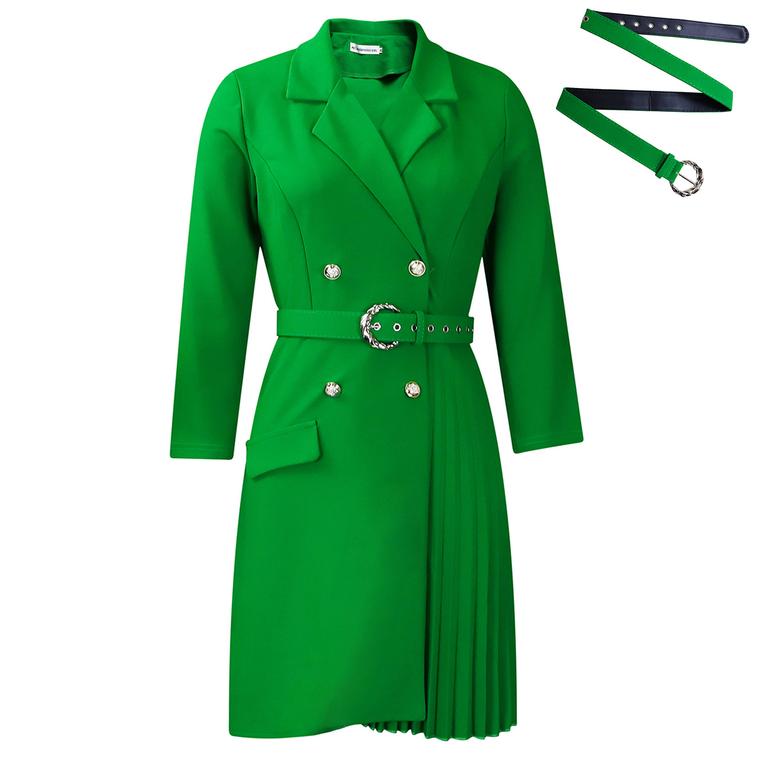 High Waisted Fashionable Midi Blazer Dress Pleated Design Tailored Fit Elegant Style Suitable for Office and Events
