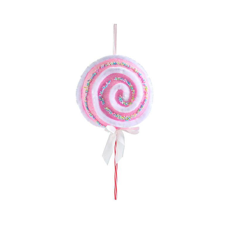 Color transfronterizo Lollipop espuma caramelo tela de veludo polvo adhesivo color árbol de Navidad decoración de ventanas colgante colgante en stock