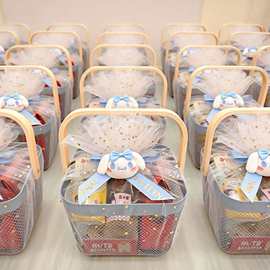 伴手礼篮子宝宝宴满月百日周岁十岁生日派对主题手提篮回礼篮