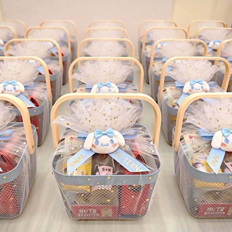 Souvenir Gift Basket for Baby's Full Month, 100Th Day, First Birthday, Tenth Birthday Party Themed Hand-Held Gift Basket Return Gift Basket