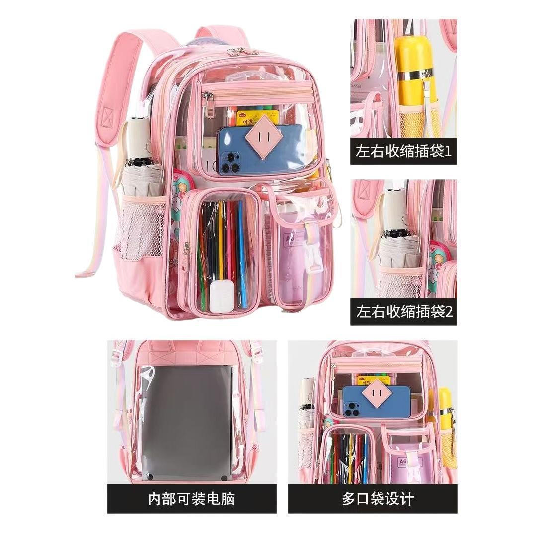 PVC transparente simple maquillaje mochila de viaje mochila impermeable de alta capacidad mochila para chicas cool