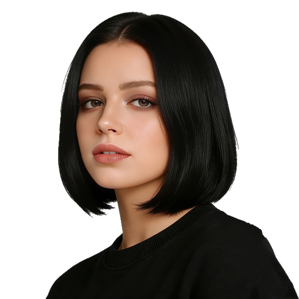 AliExpress nueva peluca femenina pelo corto recto Bobo cabeza temperamento femenino mullido cara reparación fibra química cabeza cubierta proveedor de suministro