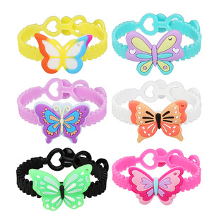 Cross-border butterfly bracelet children's cute cartoon insect PVC bracelet children's three-hole love adjustable bracelet