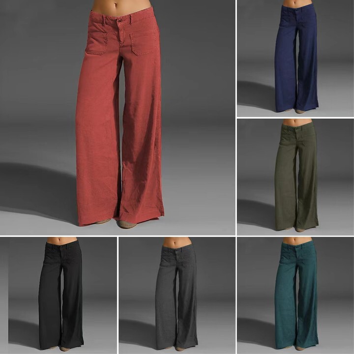 2023 cross-border foreign trade Europe and the United States Amazon wish independent station women's trousers slim multi-pocket solid color casual pants