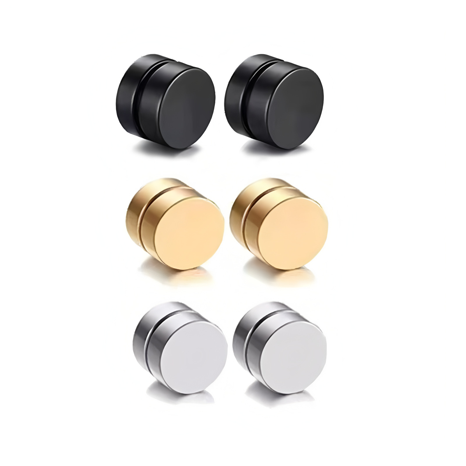 Orecchini a forma di croce da uomo in acciaio inossidabile con clip magnetica nera_voghion.com