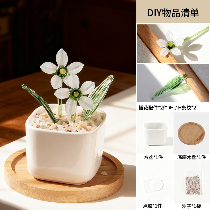 Zibo vidrio artesanía ornamentos maceta de vidrio verde flores regalos de diciembre decoración de oficina image 18