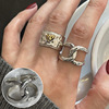 One size brand retro ring, silver 925 sample, internet celebrity, European style, on index finger