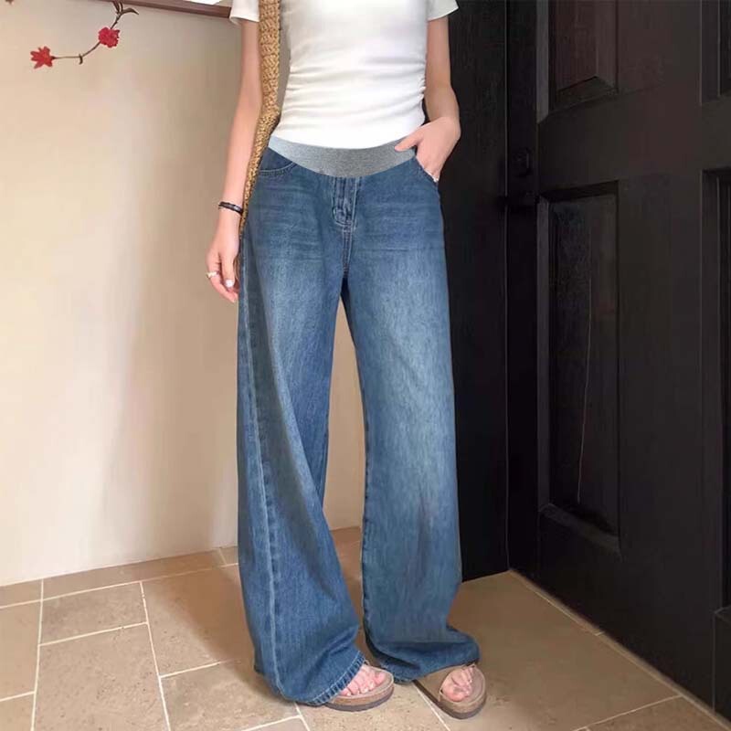 in stock Full Abdominal Pregnant Women's Jeans Spring and Autumn 2025 New Slim Wide Leg Pants Loose Tall Lighted Edition in stock Full Abdominal Pregnant Women's Jeans Spring and Autumn 2025 New Slim Wide Leg Pants Loose Tall Lighted Edition
