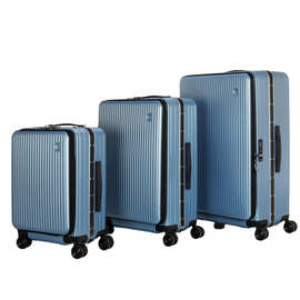定制行李箱前开口3件套铝框拉杆箱拉链20/24/28高品质套装旅行箱