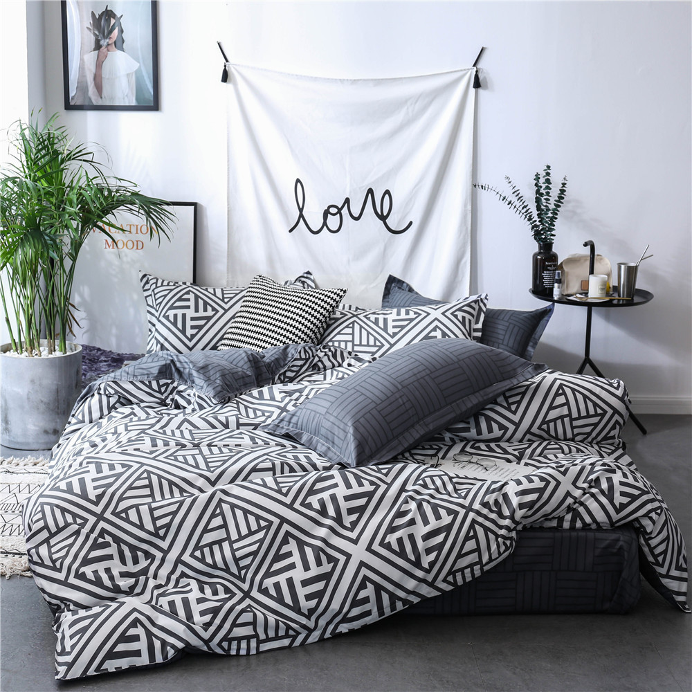 跨境电商亚马逊速卖通欧美家纺床上用品星球几何图被套枕套三套件