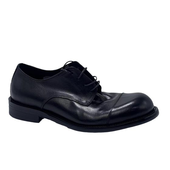 Washed Horse Leather Men's Shoes Genuine Leather Undersole Handmade Goodyear Three-Joint Leather Shoes Men's Business Dress British Derby Shoes