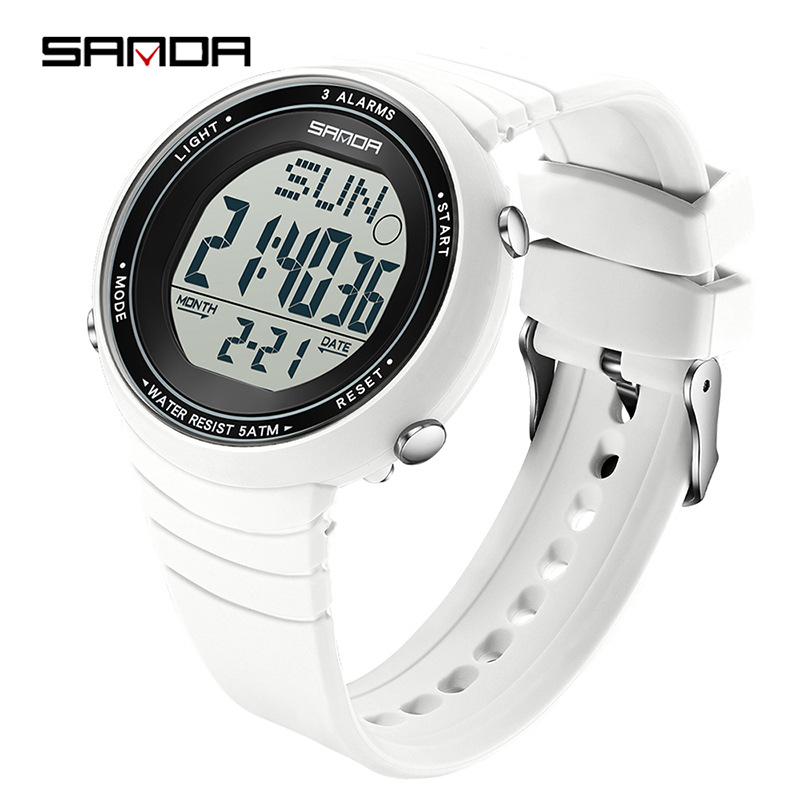 Sanda moda masculina y femenina silicona correa de reloj electrónico impermeable multifuncional reloj deportivo ligero y delgado de una sola pantalla luminosa