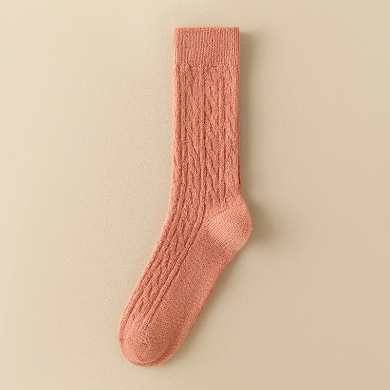 Women’s mid‑tube winter wool socks, solid colors, warm (mid‑calf)