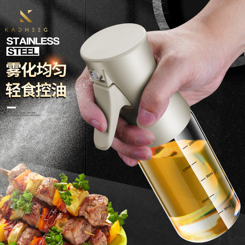 Cross-border oil spray bottle household kitchen air fryer barbecue spray oil bottle glass oil bottle push-type atomized oil bottle