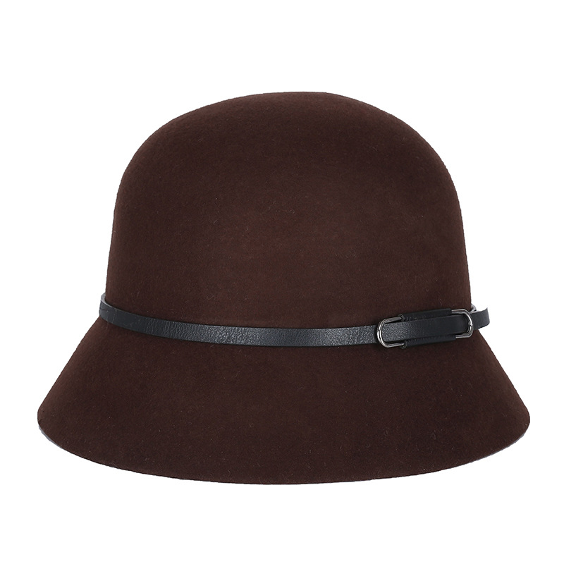 Sombrero de las mujeres de otoño e invierno de lana pura lana sombrero de la cuenca coreano japonés caliente impreso sombrero de fieltro fábrica en stock venta al por mayor image 14