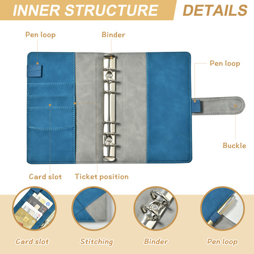Amazon A6 Retro Indentation Binder Portable Pocket PU Handbook Notepad Cash Budget Handbook