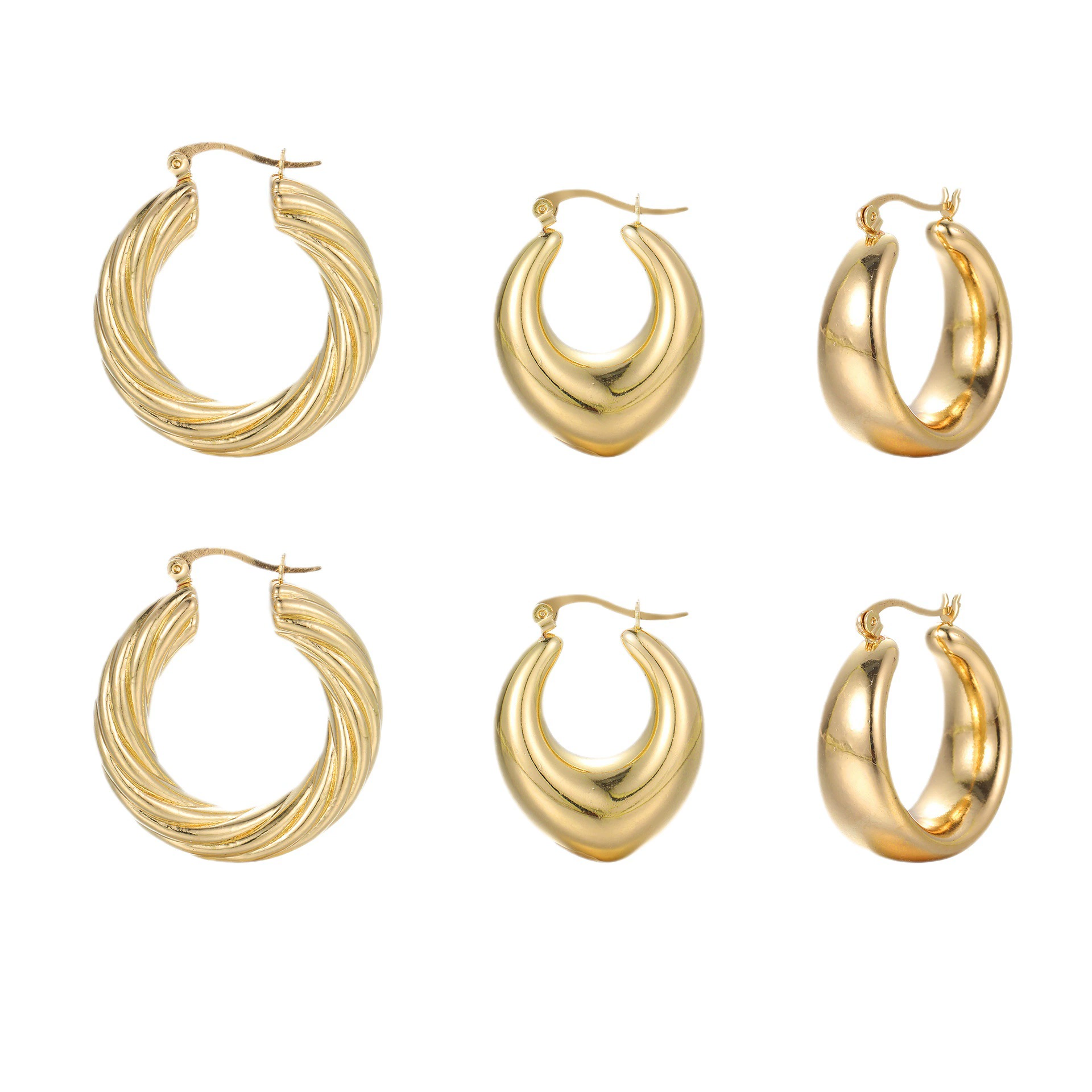 国秀 Retro earrings, set, European style, 3 pair
