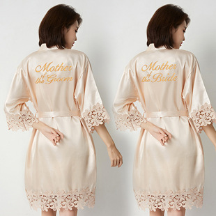 Mother of the Bride morning gown women's lace nightgown cross-border wedding bridesmaid group bathrobe