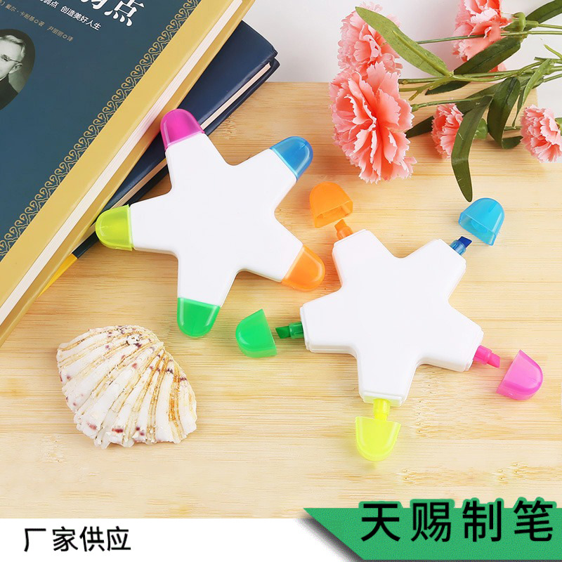Nueva llegada estrella de cinco puntas pluma fluorescente color pizarra color pluma multicolor marcado pluma logotipo imprimible