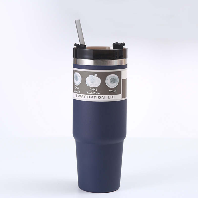 Vacuo transfronterizo 30oz tazas de automóviles de gran capacidad 304 acero inoxidable vacío de automóviles aislamiento frío hielo taza de paja al por mayor