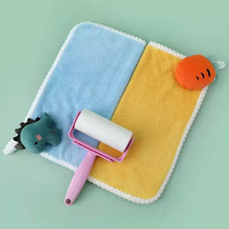 Hand towel small towel absorbent and non-shedding coral velvet small square towel hanging cute children's home kitchen handkerchief