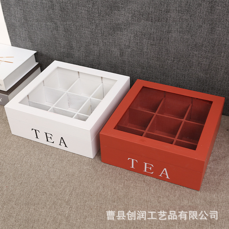 木质收纳盒透明分格木盒实木九宫格包礼品盒亚克力分格包装盒